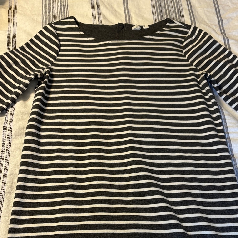Charcoal and White Striped Dress